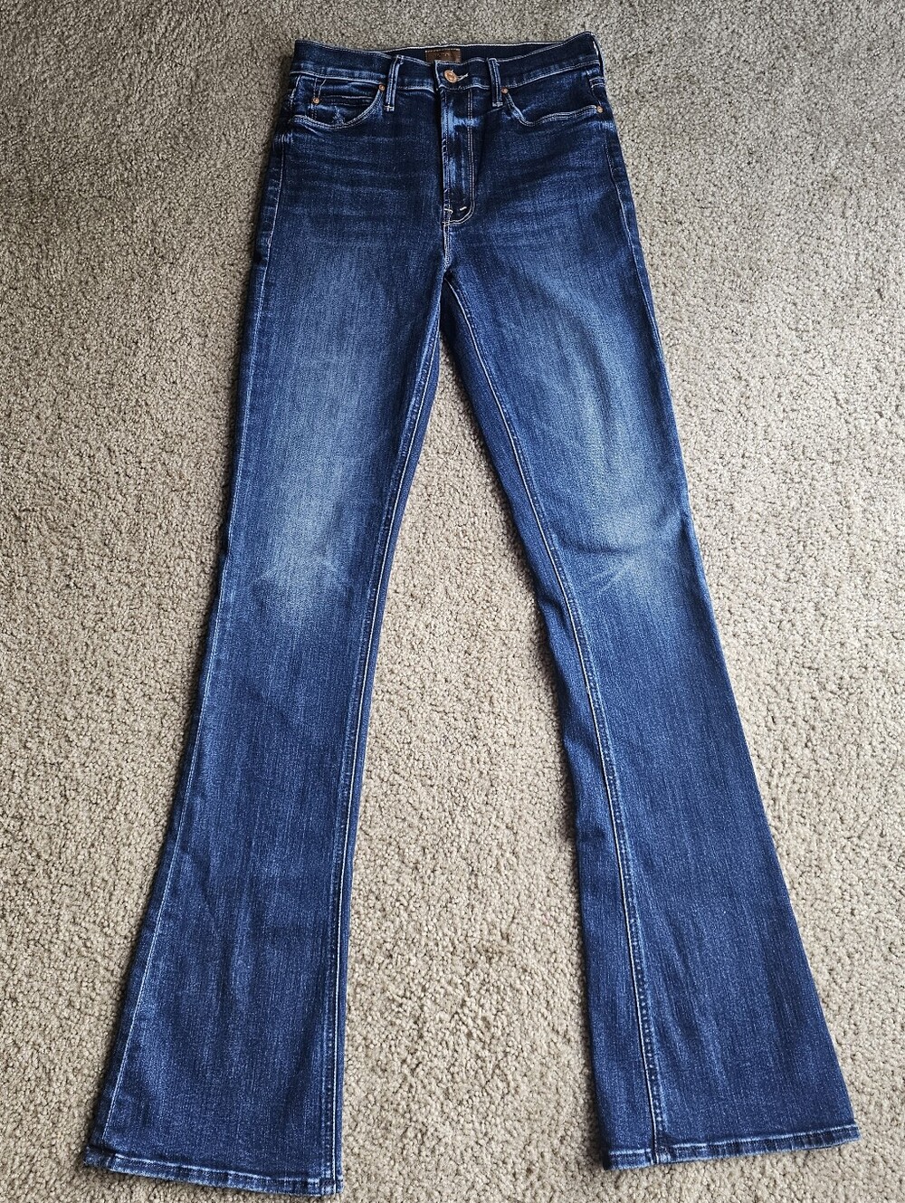NWOT Mother Size 27 High Waisted Runaway Slim Flare Jeans In Teaming Up Wash - Picture 5 of 10